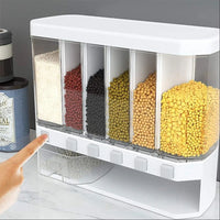 White Manual Wall Mounted 6 Grid Food Dispenser