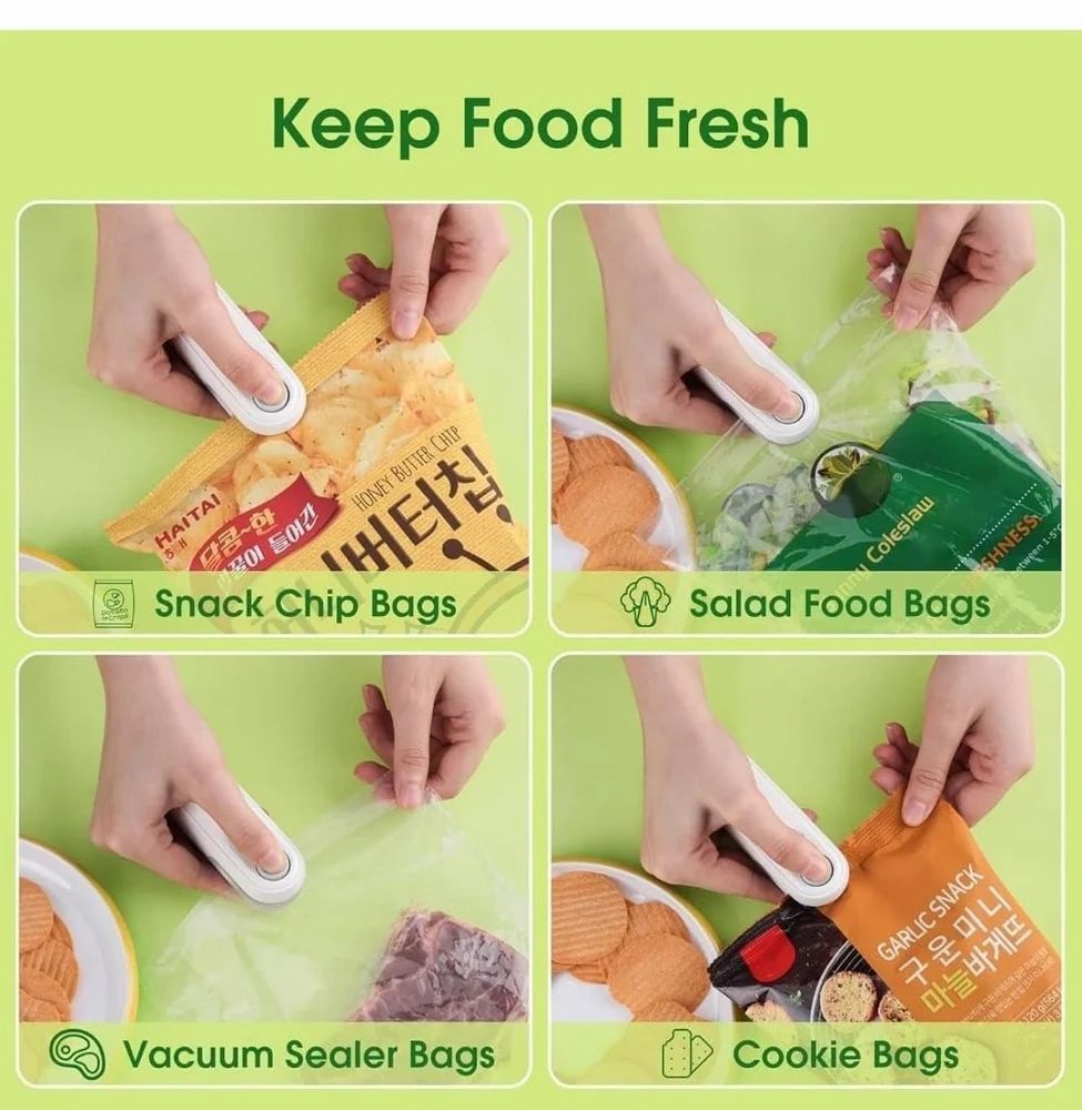 Portable Mini Sealing Machine 2 in 1 USB Rechargeable Magnetic Bag Sealer Heat Seal with Cutter