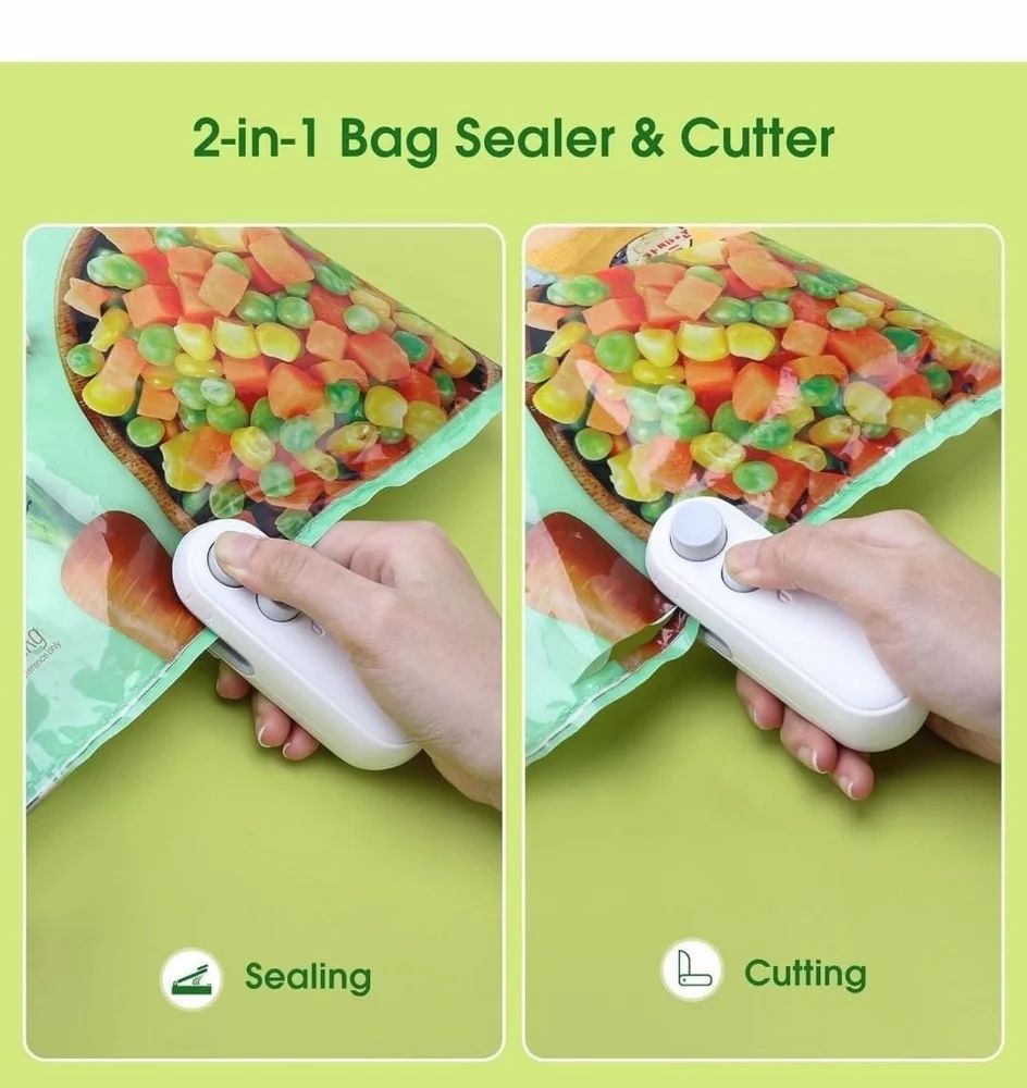 Portable Mini Sealing Machine 2 in 1 USB Rechargeable Magnetic Bag Sealer Heat Seal with Cutter