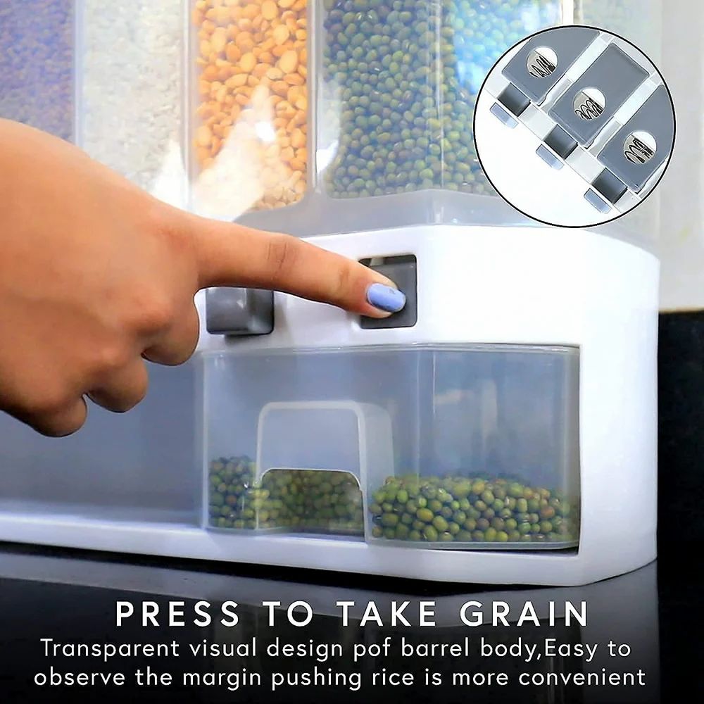 White Manual Wall Mounted 6 Grid Food Dispenser